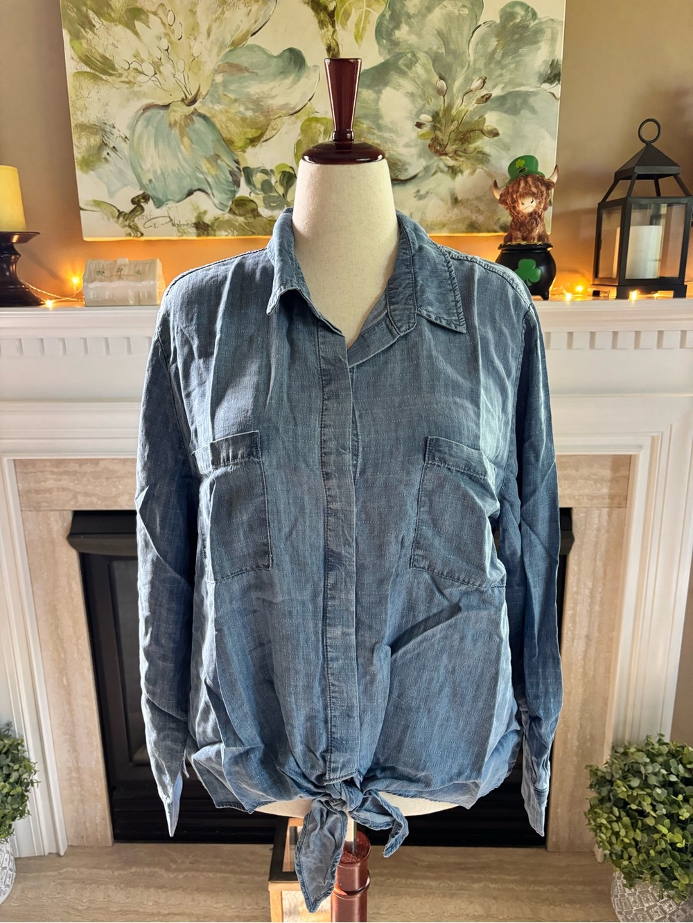 *NEW* Chico’s Lurex Stripe Denim Shirt - Size 20/22